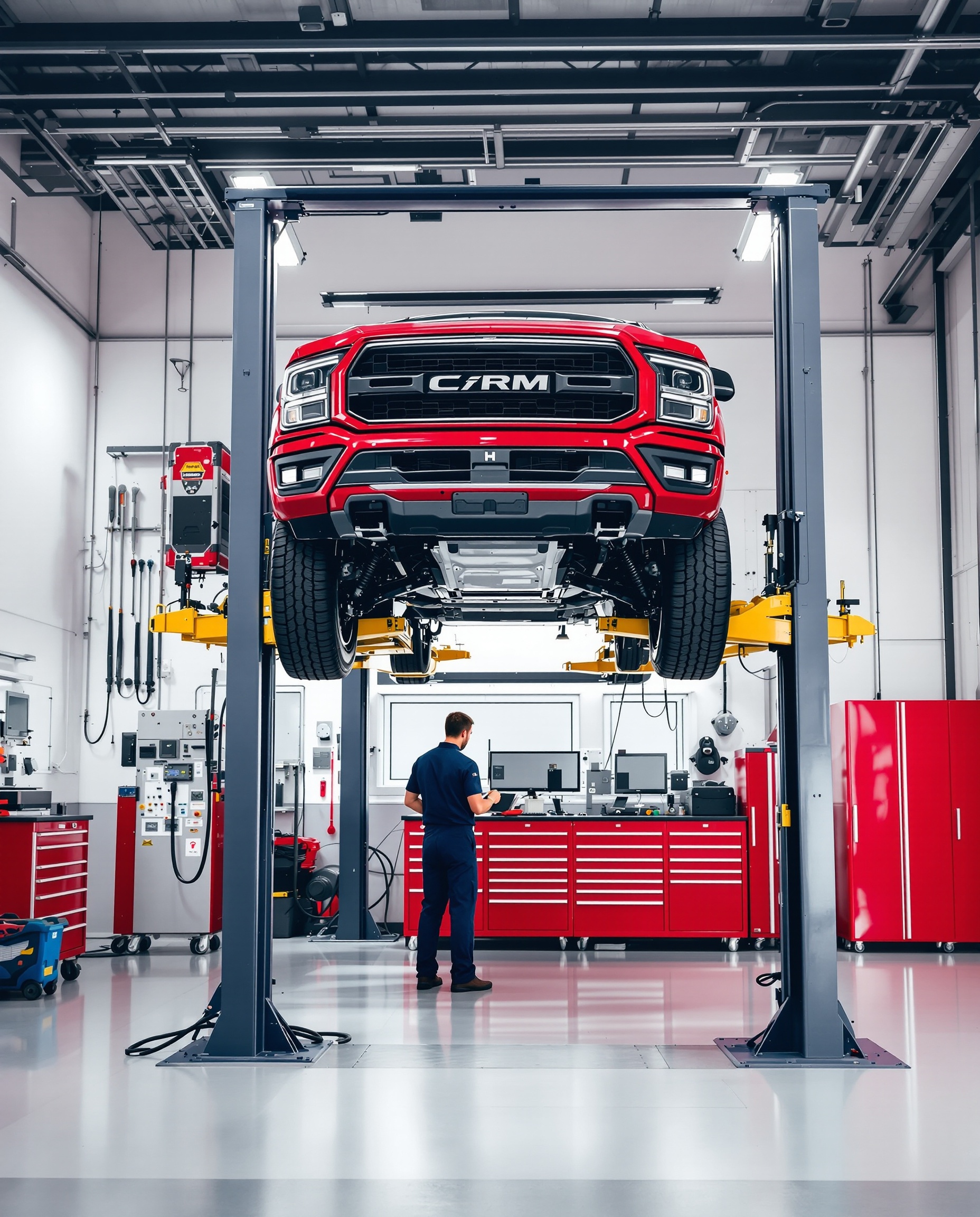 Certified technician repairing vehicle